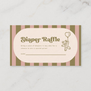 Retro Minimal Diaper Raffle Baby Shower Party Enclosure Card