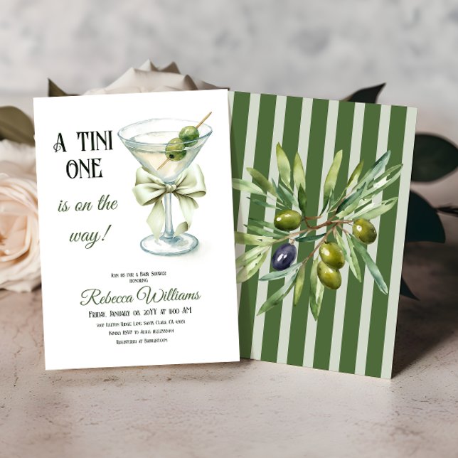 Retro Minimalist A Tini One Martini Baby Shower Invitation (Creator Uploaded)