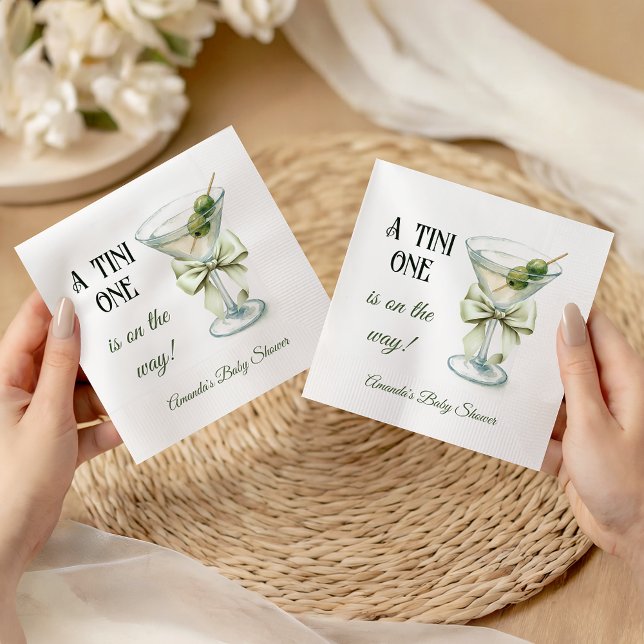 Retro Minimalist A Tini One Martini Baby Shower Napkin (Creator Uploaded)