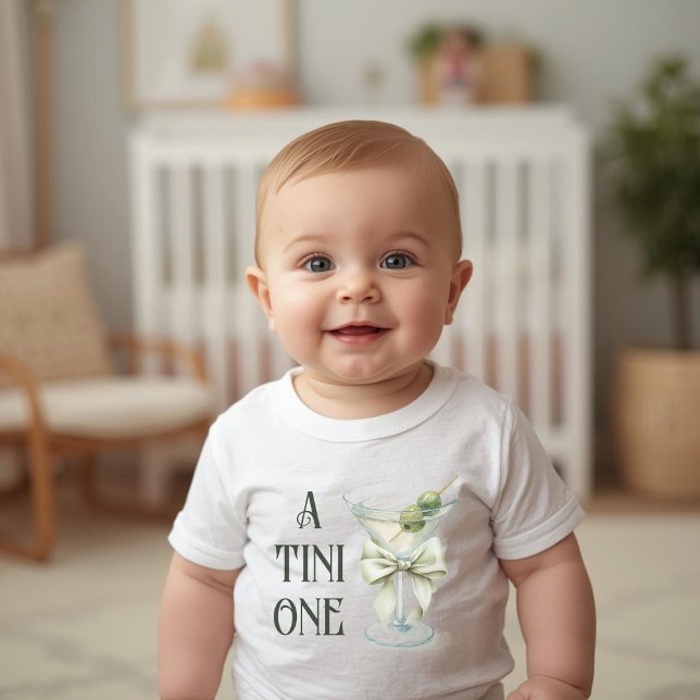 Retro Minimalist A Tini One Martini Baby Shower T-Shirt (Creator Uploaded)