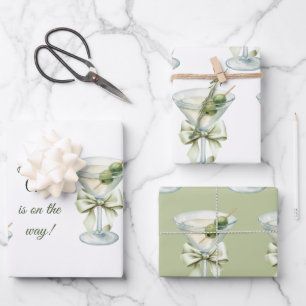 Retro Minimalist A Tini One Martini Baby Shower Wrapping Paper Sheet