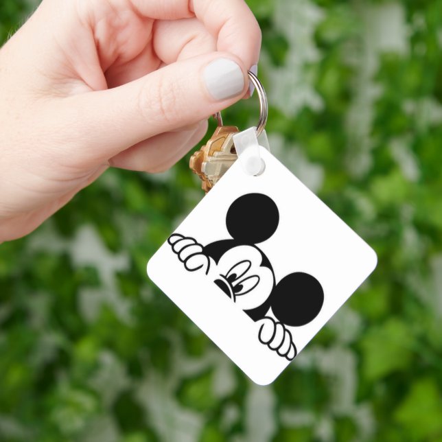 Retro Minimalist Animated Character Peeking  Key Ring (Hand)