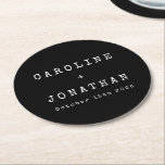 Retro Minimalist Black Typewriter Custom Wedding Round Paper Coaster<br><div class="desc">Retro Minimalist Typewriter Font Custom Wedding Round Paper Coaster in Black</div>