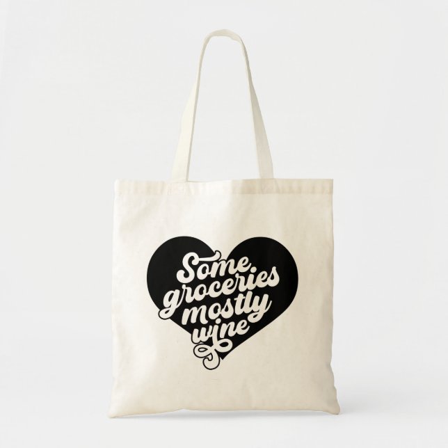 Retro Minimalist Black Typography Funny Wine Lover Tote Bag (Front)