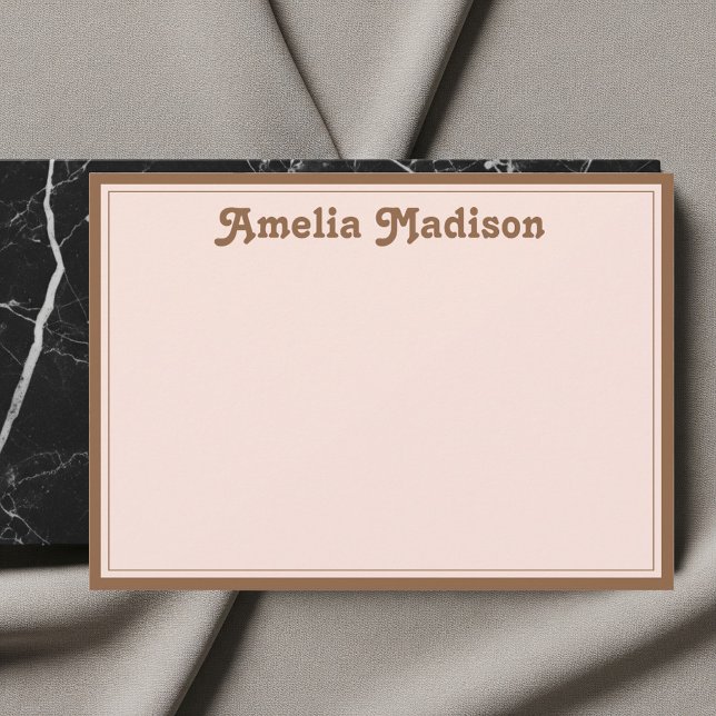 Retro Minimalist Blush Pink Brown Card (Creator Uploaded)