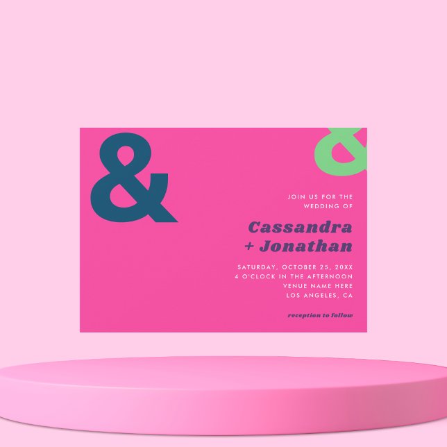 Retro Minimalist Bright Ampersand Photo Wedding Invitation (Creator Uploaded)