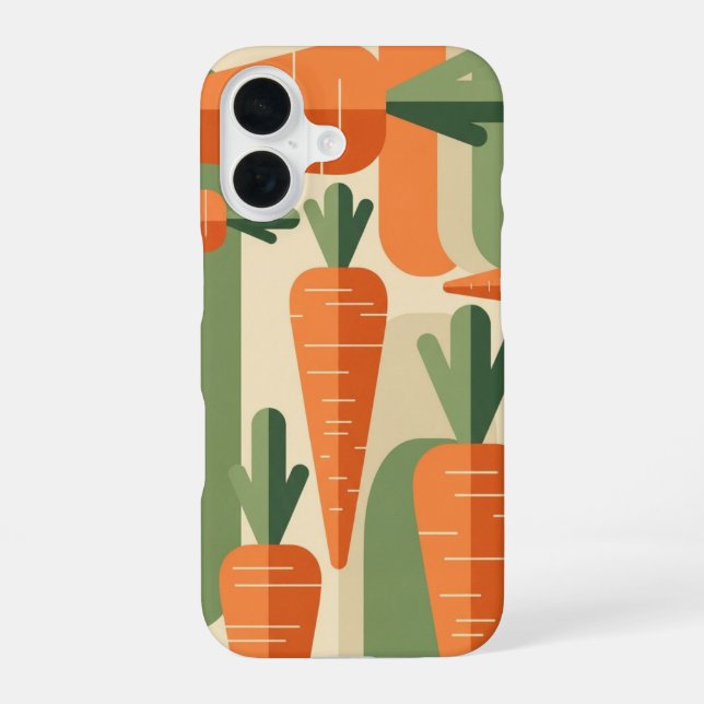 Retro Minimalist Carrot Design iPhone 16 Case (Back)