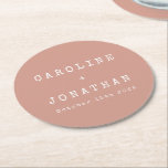 Retro Minimalist Dusty Rose Typewriter Wedding Round Paper Coaster<br><div class="desc">Retro Minimalist Typewriter Font Custom Wedding Round Paper Coaster in Dusty Rose with White Typography</div>