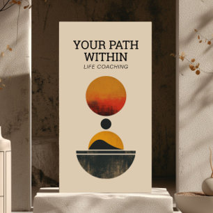 Retro Minimalist Eclipse Serenity Life Coach, Yoga Business Card