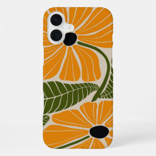 Retro minimalist golden floral art iPhone case