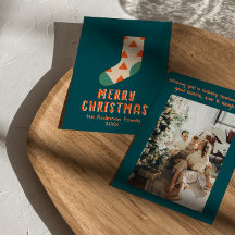 Retro Minimalist Illustrated Christmas Winter Sock