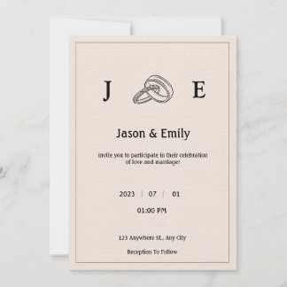 Retro Minimalist Ivory Ring Wedding Invitation