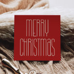 Retro Minimalist Merry Christmas Red Square Holiday Card<br><div class="desc">Merry Christmas Card: a retro art deco inspired typography for a minimalist design with an original square shape.</div>