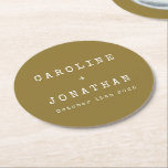 Retro Minimalist Ochre Typewriter Custom Wedding Round Paper Coaster<br><div class="desc">Retro Minimalist Typewriter Font Custom Wedding Round Paper Coaster in Ochre</div>