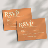 Retro Minimalist Orange Wedding RSVP