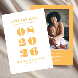 Retro Minimalist Photo Wedding Save The Date