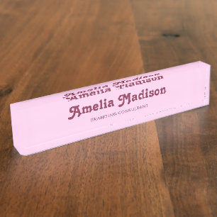 Retro Minimalist Pink Nameplate