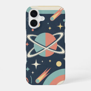Retro Minimalist Planet with Rings iPhone 16 Case