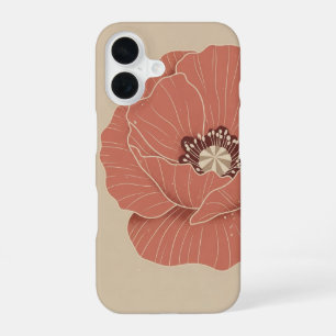 Retro Minimalist Poppy iPhone 16 Case