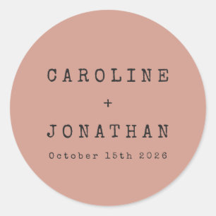 Retro Minimalist Rose Typewriter Custom Wedding Classic Round Sticker