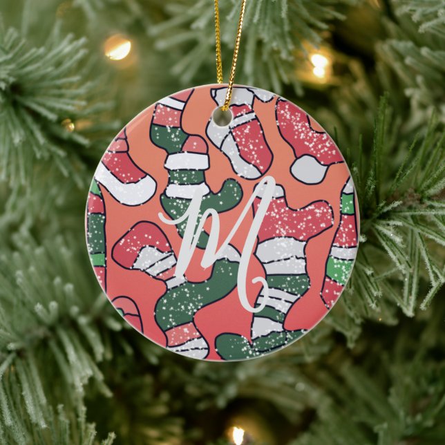 Retro Minimalist Socks in Holiday Colours Ceramic Tree Decoration (Tree)