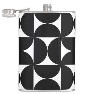 Retro Minimalist Style Black Geometric Bauhaus Hip Flask