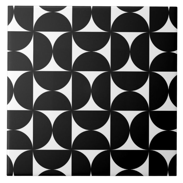 Retro Minimalist Style Black Geometric Bauhaus Tile (Front)