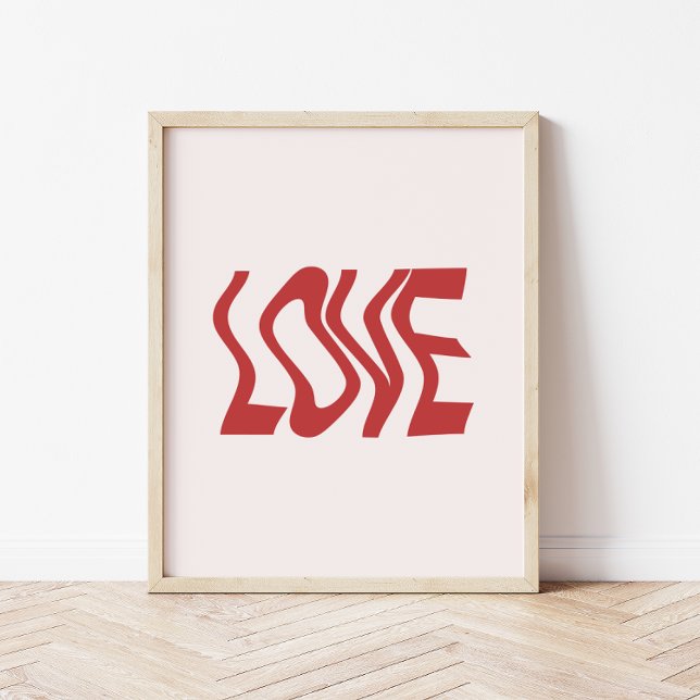 Retro Minimalistic 'Love' Wavy Text  Poster (Creator Uploaded)
