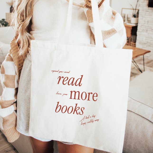 Retro Minimalistic Typography 'Read More Books' Tote Bag (Creator Uploaded)
