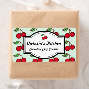 Retro Mint Cherry Personalised Kitchen Labels