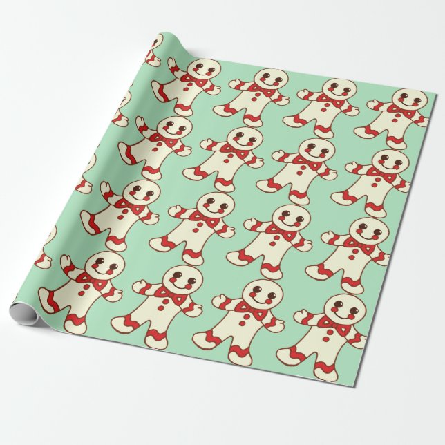 Retro Mint Christmas Cookies Wrapping Paper (Unrolled)