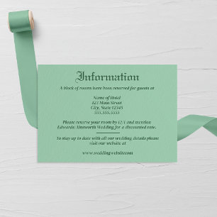 Retro Mint Leaf and Floral Monogram Wedding Enclosure Card