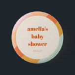 Retro Mint Orange Boho Stripes Custom Baby Shower 6 Cm Round Badge<br><div class="desc">Retro Mint Orange Boho Stripes Cute Custom Baby Shower Button</div>