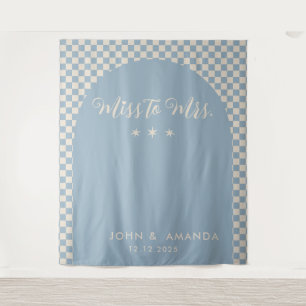 Retro Miss to Mrs Bridal Shower Blue Mod Modern Tapestry