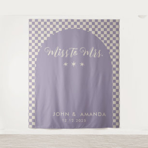 Retro Miss to Mrs Bridal Shower Purple Mod Modern Tapestry