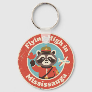 Retro Mississauga Racoon Flying Key Ring