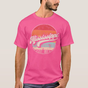 Retro Mississippi Home State Ms Cool 70S Style Sun T-Shirt