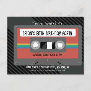 Retro Mixtape Birthday Party Invitation Postcard