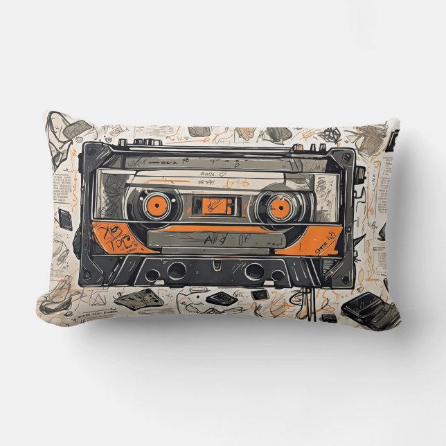 Retro Mixtape Cassette Tape  Lumbar Cushion (Front)