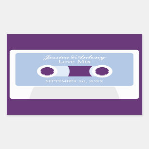 Retro Mixtape Wedding Favour Rectangular Sticker