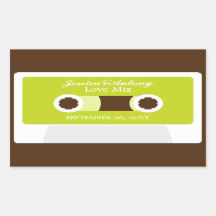 Retro Mixtape Wedding Favour Rectangular Sticker