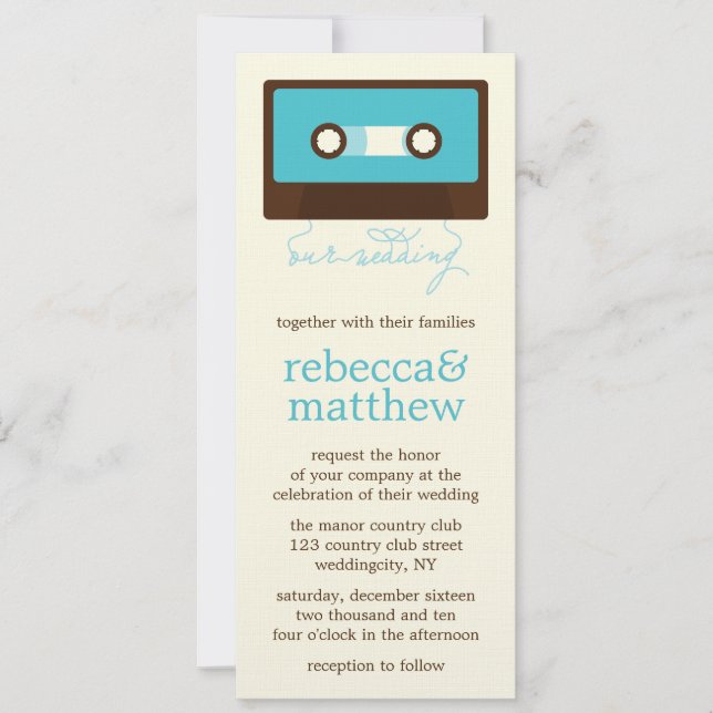 Retro Mixtape Wedding Invitation (Front)