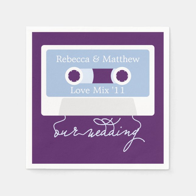 Retro Mixtape Wedding Napkin (Front)