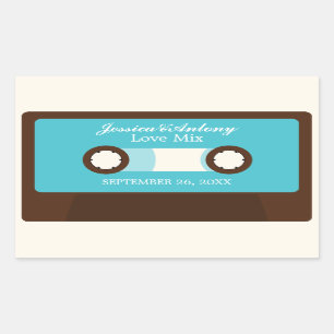 Retro Mixtape Wedding Rectangular Sticker