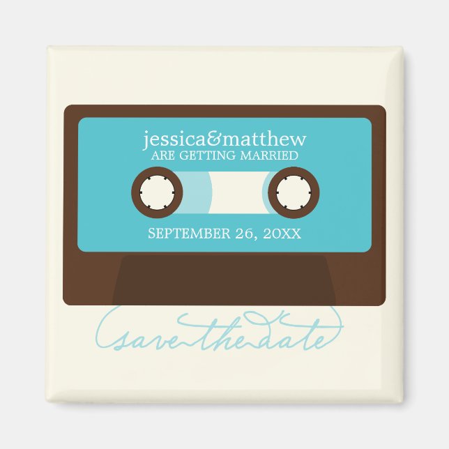 Retro Mixtape Wedding Save the Date Magnet (Front)
