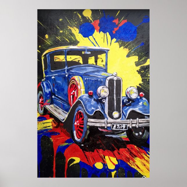 retro mobile, car, vintage, poster (Front)