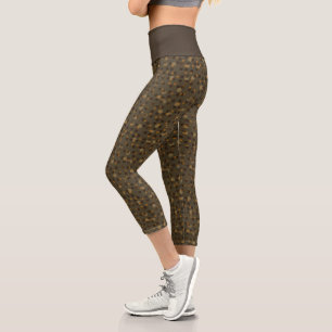 Retro Mocha Latte 1970s Bubble Dream Capri Leggings