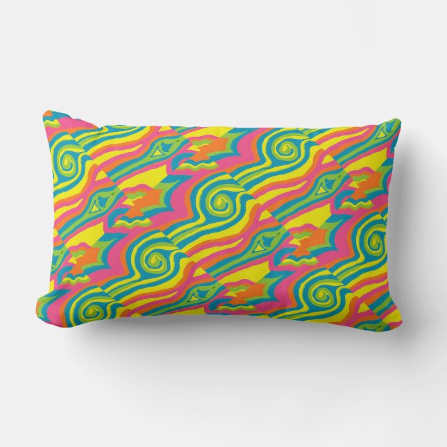 Retro Mod 1960s 1970s bright colourful Pillow (Front)