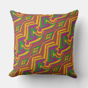 Retro Mod 1960s 1970s warm colourful Pillow