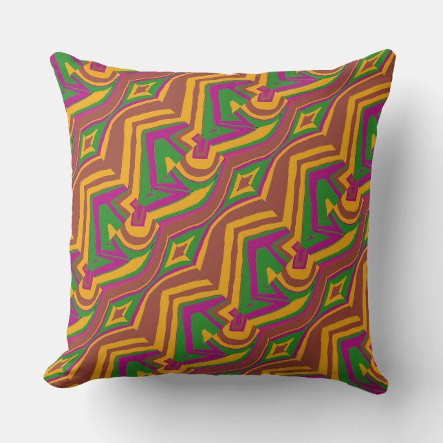 Retro Mod 1960s 1970s warm colourful Pillow (Front)